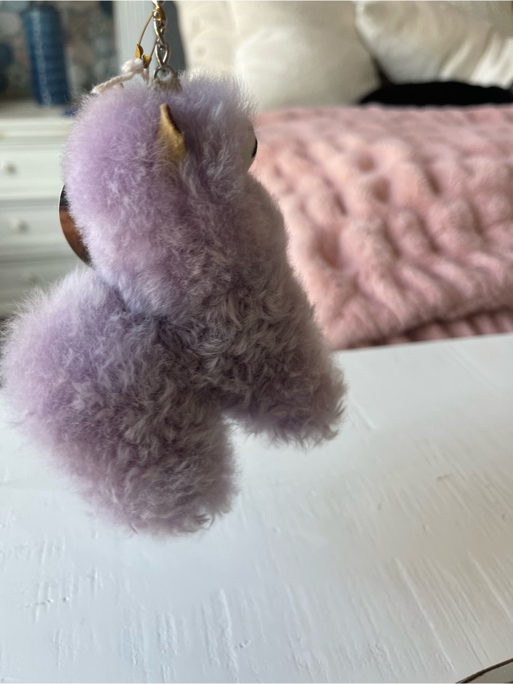 Lavender Plush Alpaca Key & Card Holder Keychain - Picture 5 of 5